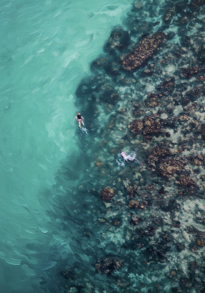 Floating over the rocks Art Poster