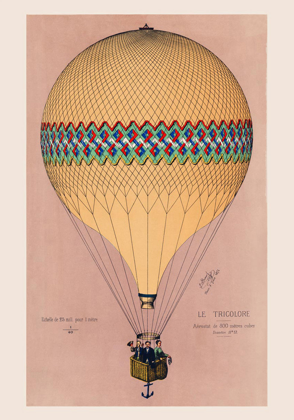 Balloon Tricolore Pink with Borders Poster