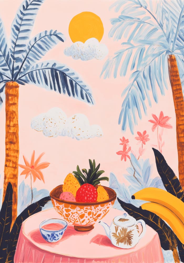 Dreamy Breakfast Tropical Art Poster