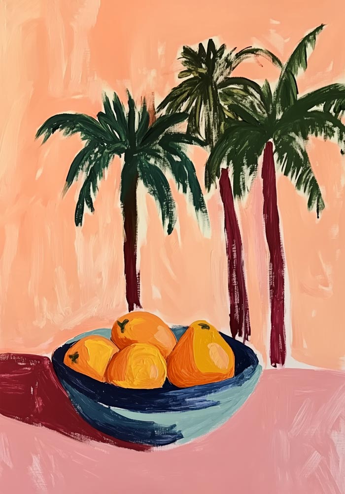 Oranges on the table Tropical Art Poster