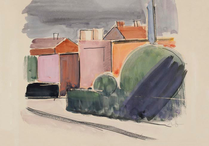 Road with houses by Vilhelm Lundstroem Poster