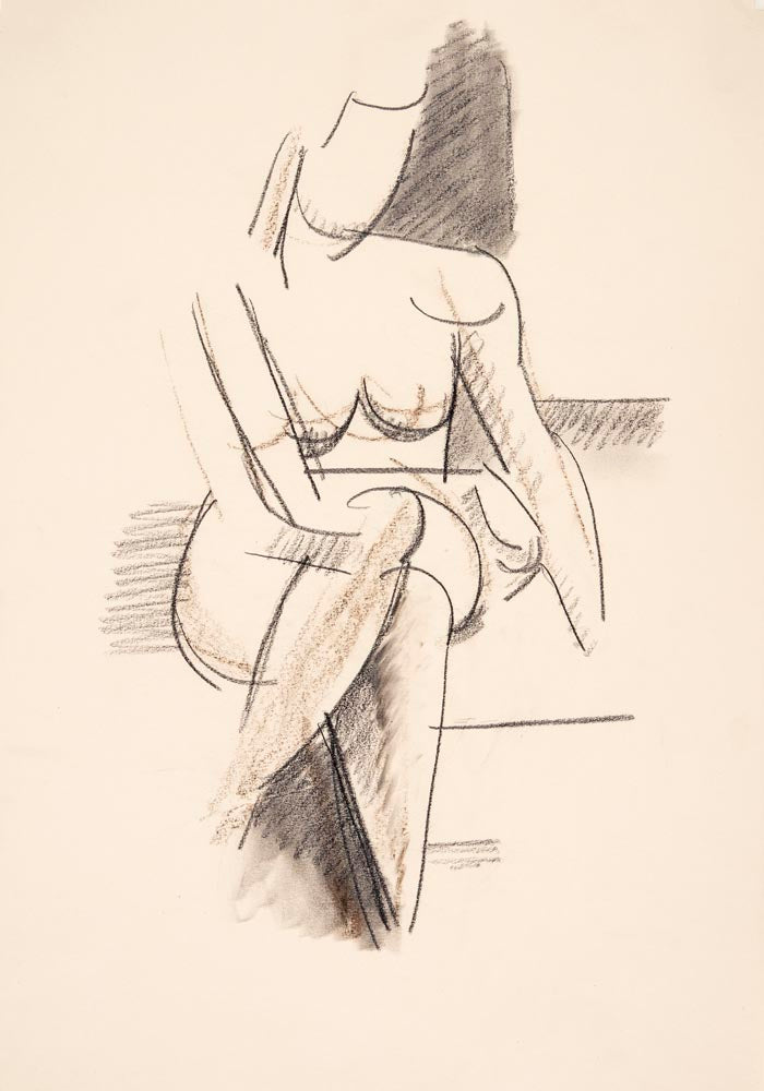 Seated female model, front view by Vilhelm Lundstroem Poster