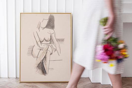 Seated female model, front view by Vilhelm Lundstroem Poster