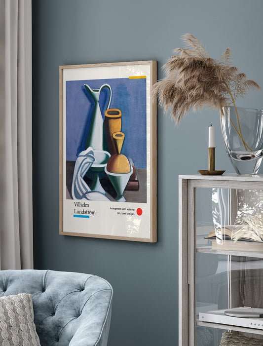 Arrangement with watering can, towel and jars by Vilhelm Lundstroem Exhibition Poster
