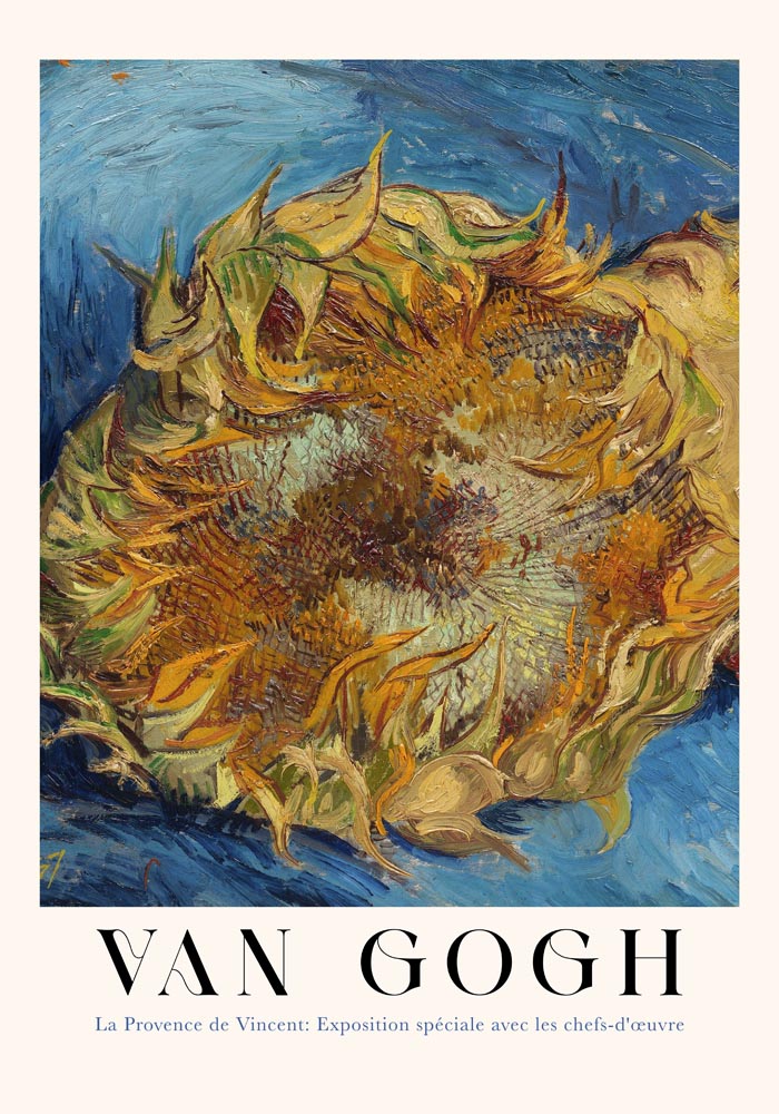 Sunflower in Blue Exhibition Art Poster by Van Gogh