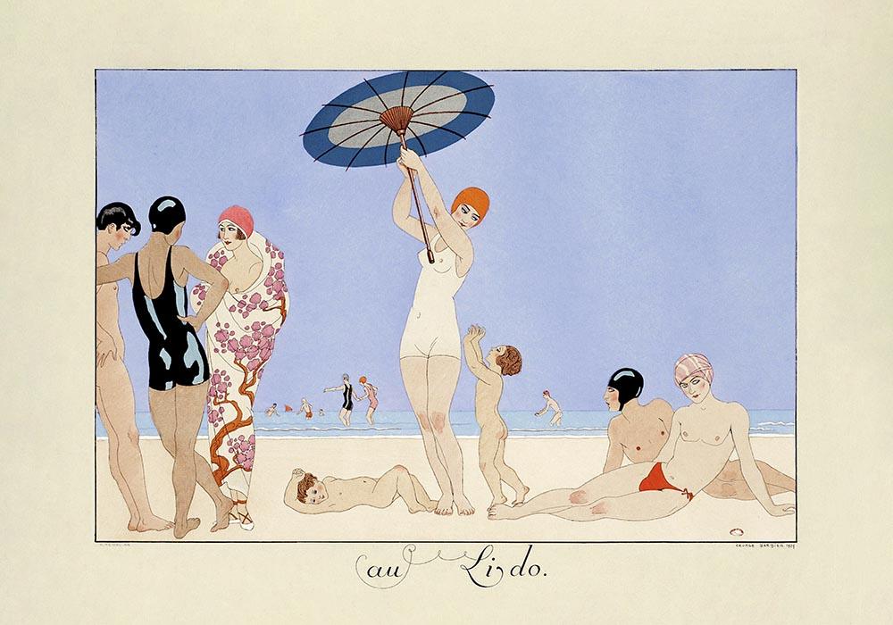 Au Lido Plate N°14 Vintage Fashion Illustration Poster by George Barbier