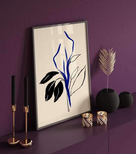 Blue Lilly and Black lines