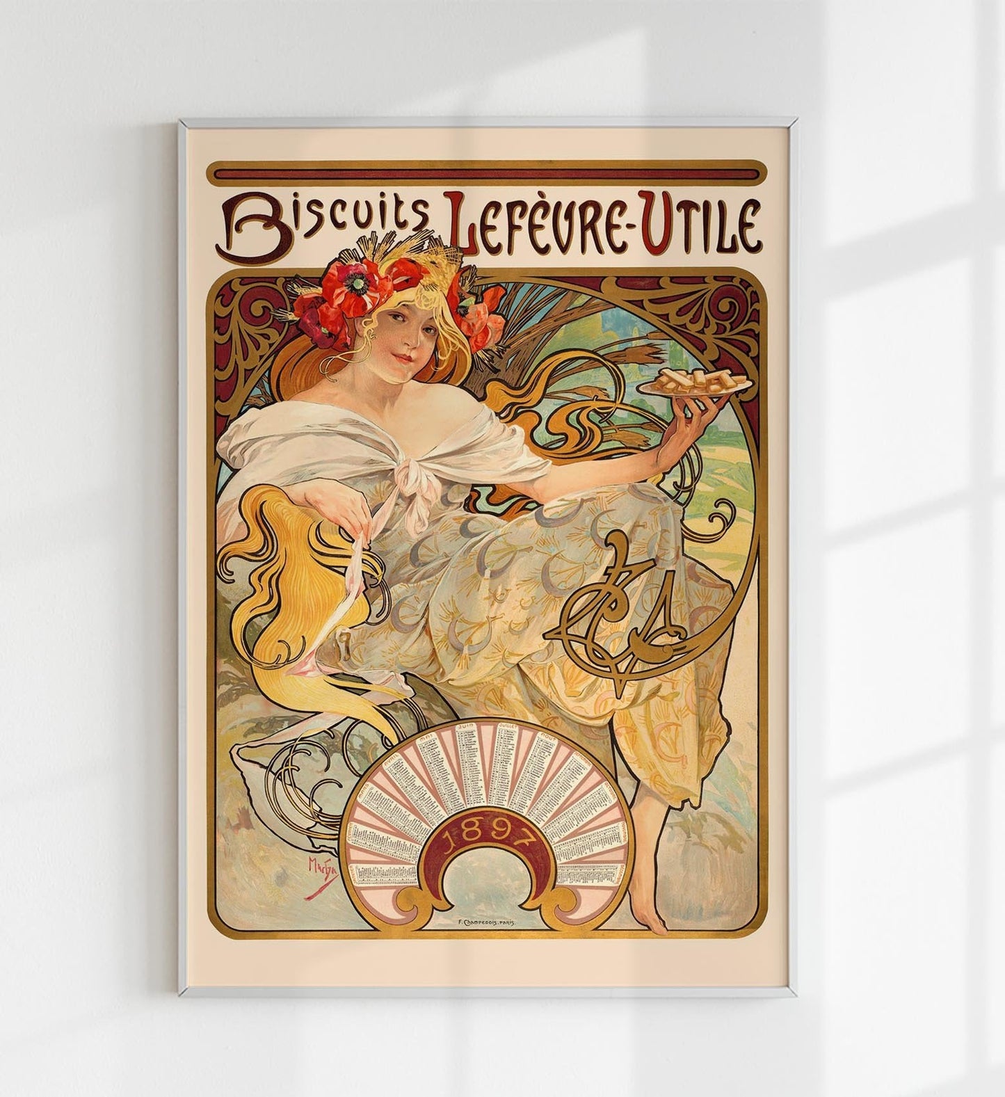 Biscuits Lefèvre Utile by Alphonse Mucha Art Nouveau Poster