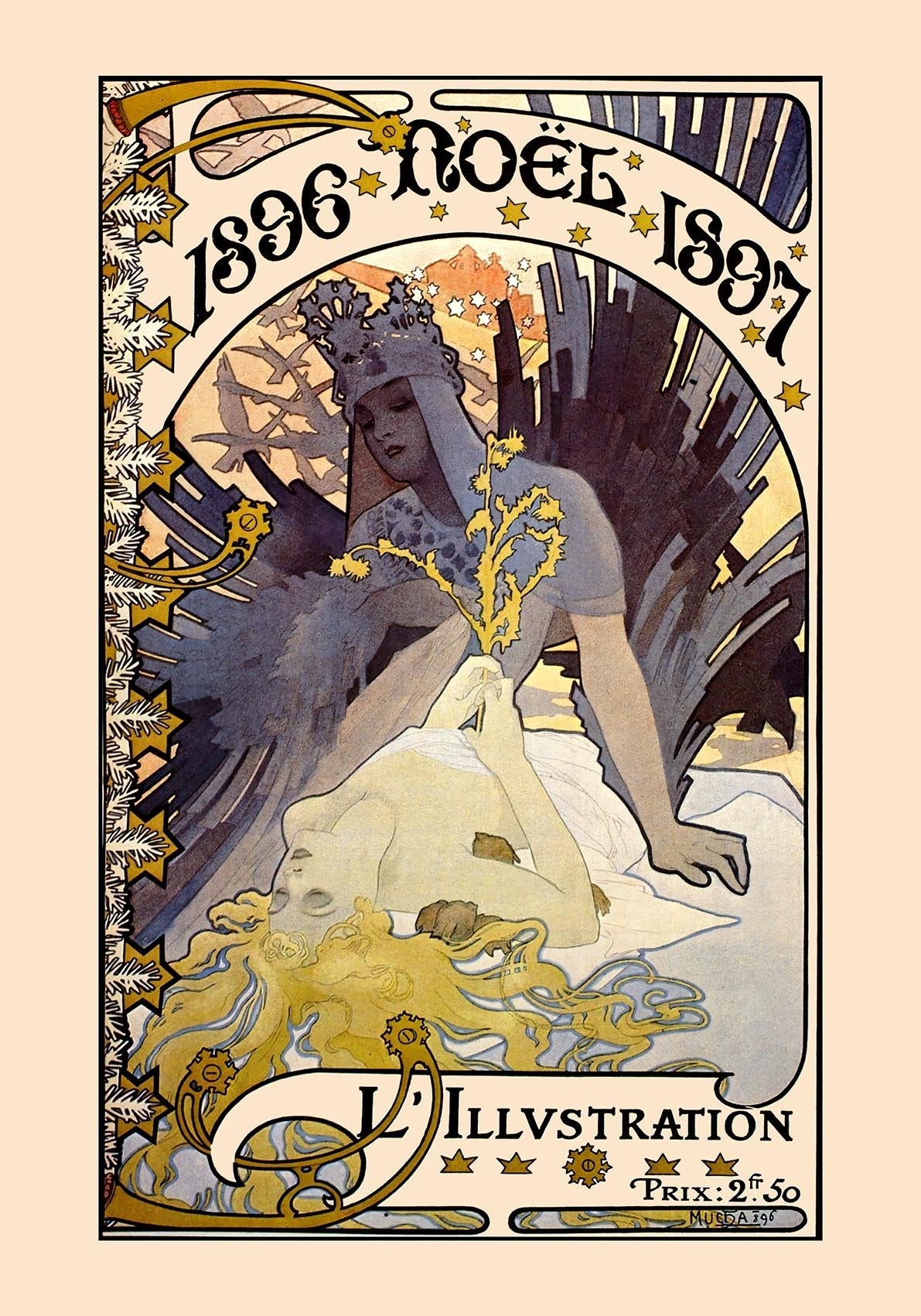 "1896 Noel 1897" by Alphonse Mucha Art Nouveau Poster