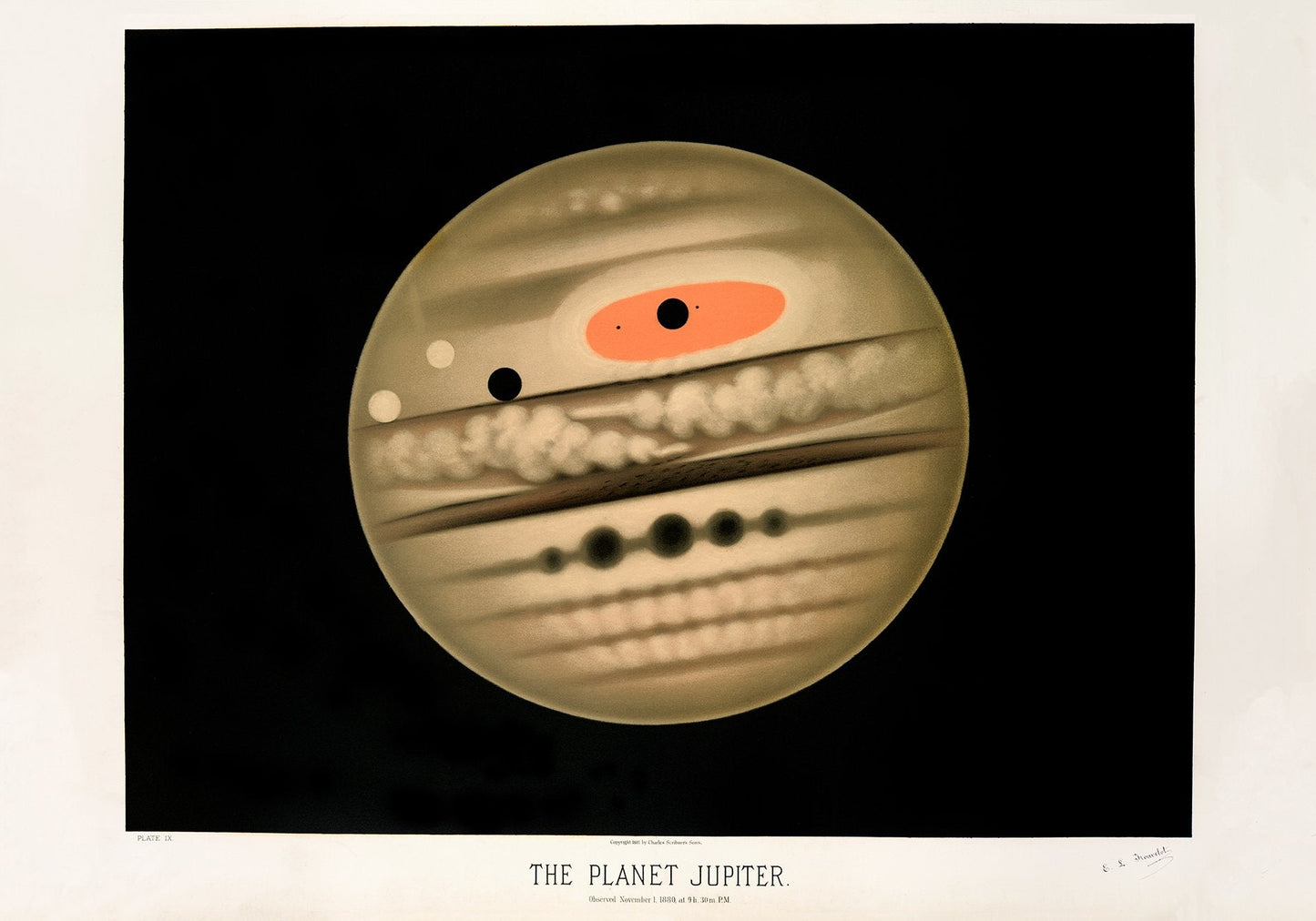 Jupiter by Trouvelot Antique Astronomical Poster