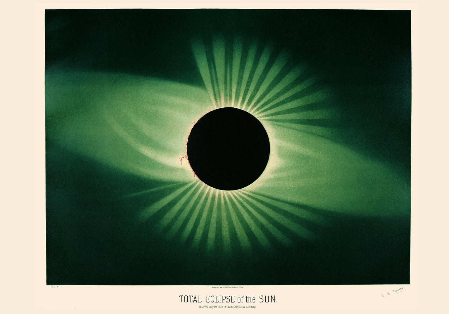 Total Solar Eclipse Antique Astronomical Poster