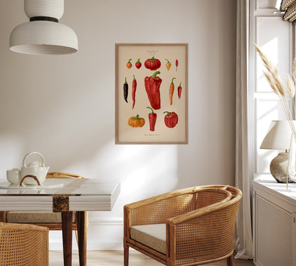 Chili and Peppers Chart Botanical Poster