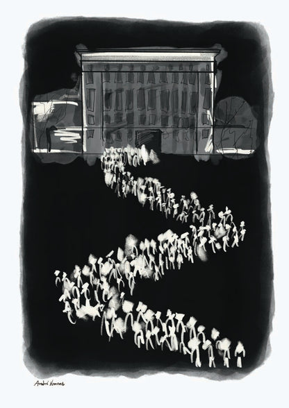 Berghain Queue Art Print by André Humeres