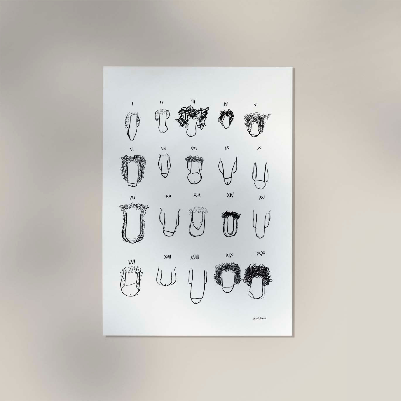 Penis B&W Chart Art Print by André Humeres