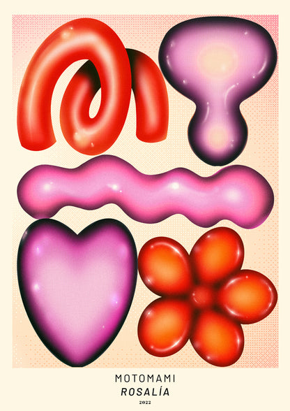 Sale: Rosalía Album Motomami Pink & Red Shapes A3 Size Fine Art Print