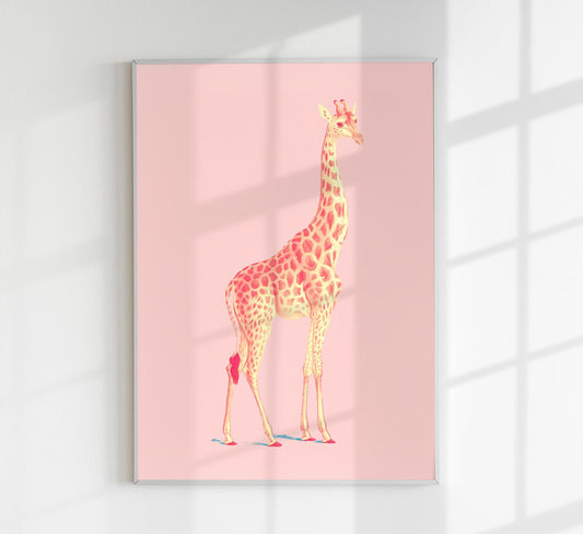The Pink Giraffe Art Poster