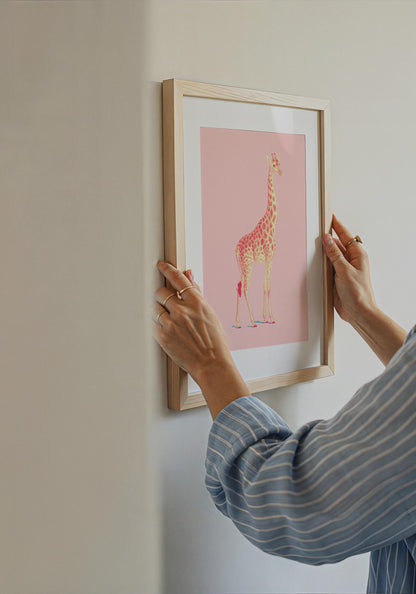 The Pink Giraffe Art Poster