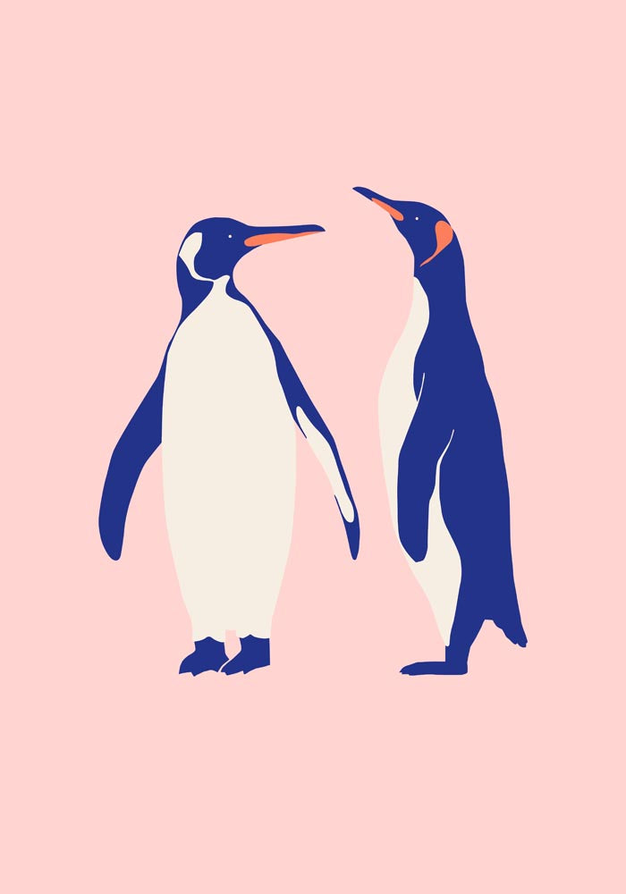 Penguins Pink Poster