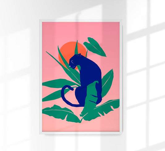 Tropical Panther Pink Art Poster
