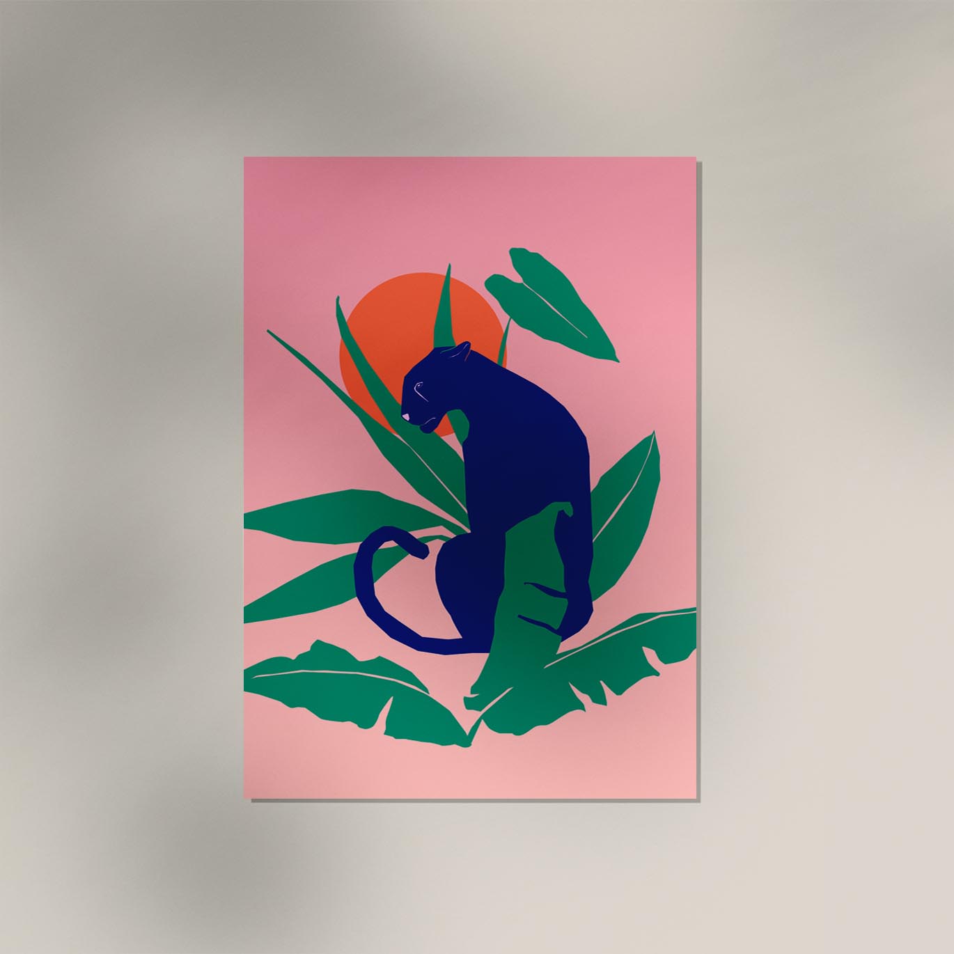 Tropical Panther Pink Art Poster