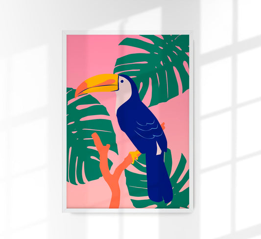 Tropical Toucan Pink Art Poster