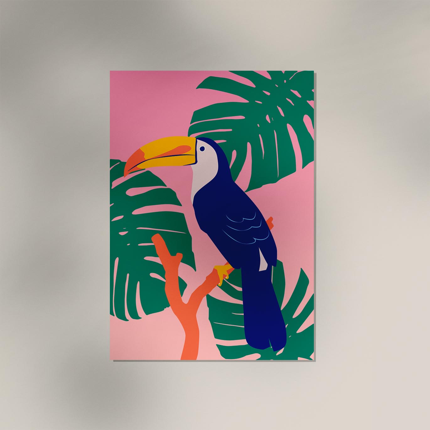 Tropical Toucan Pink Art Poster