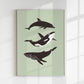 Whale and Dolfin Green Poster