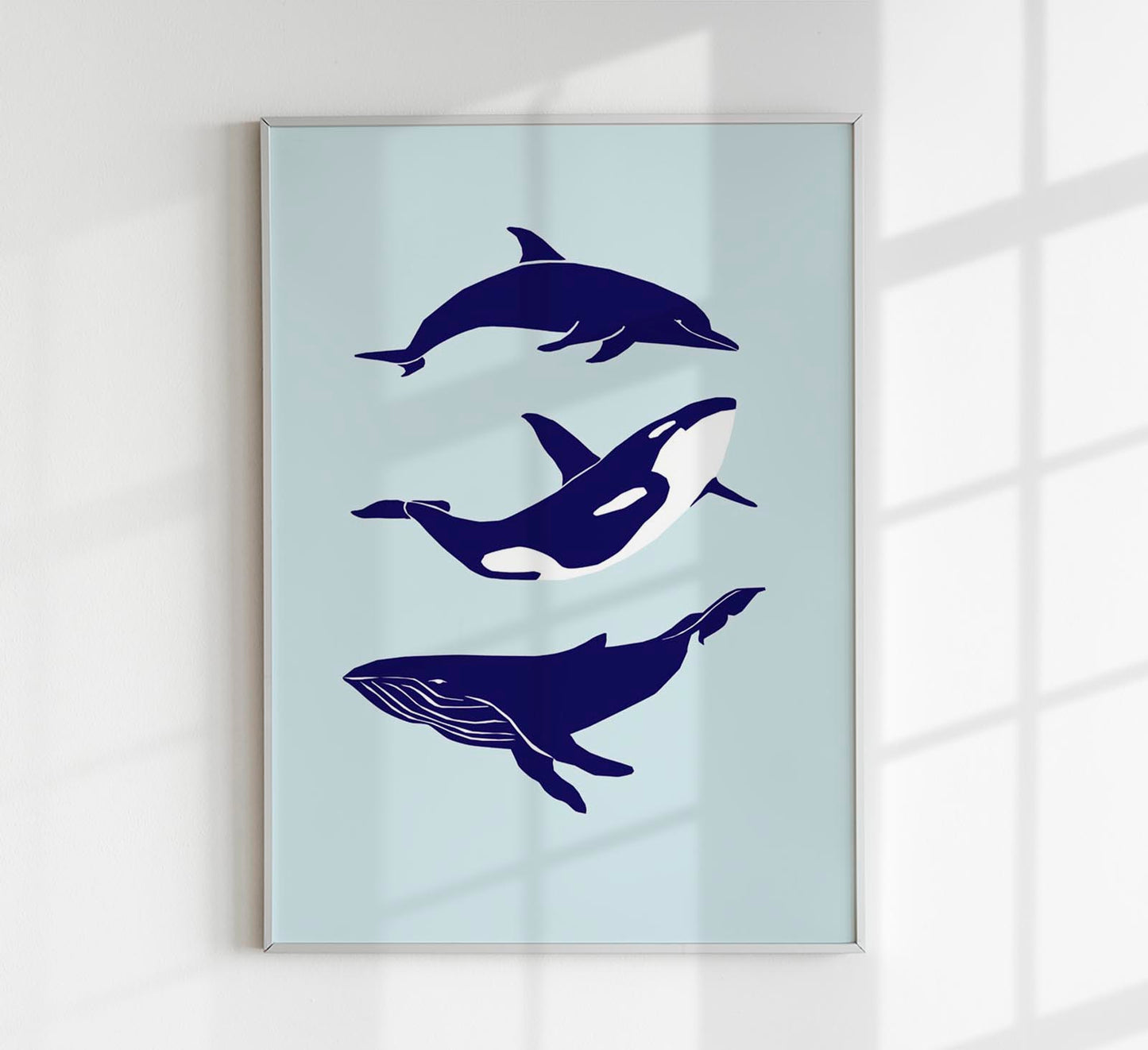 Whale and Dolfin Blue Poster