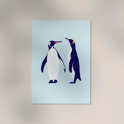 Penguins Blue Poster