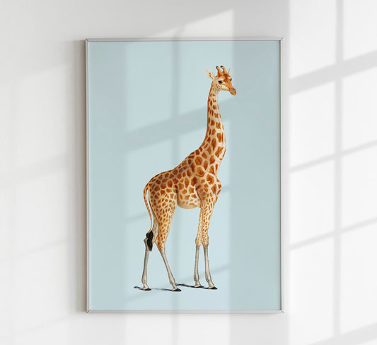 Giraffe Blue Poster