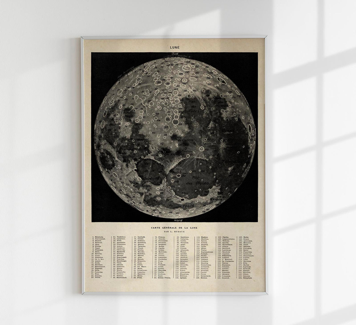 Moon Map Sepia Astronomical Poster