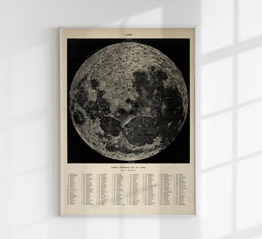 Moon Map Sepia Astronomical Poster
