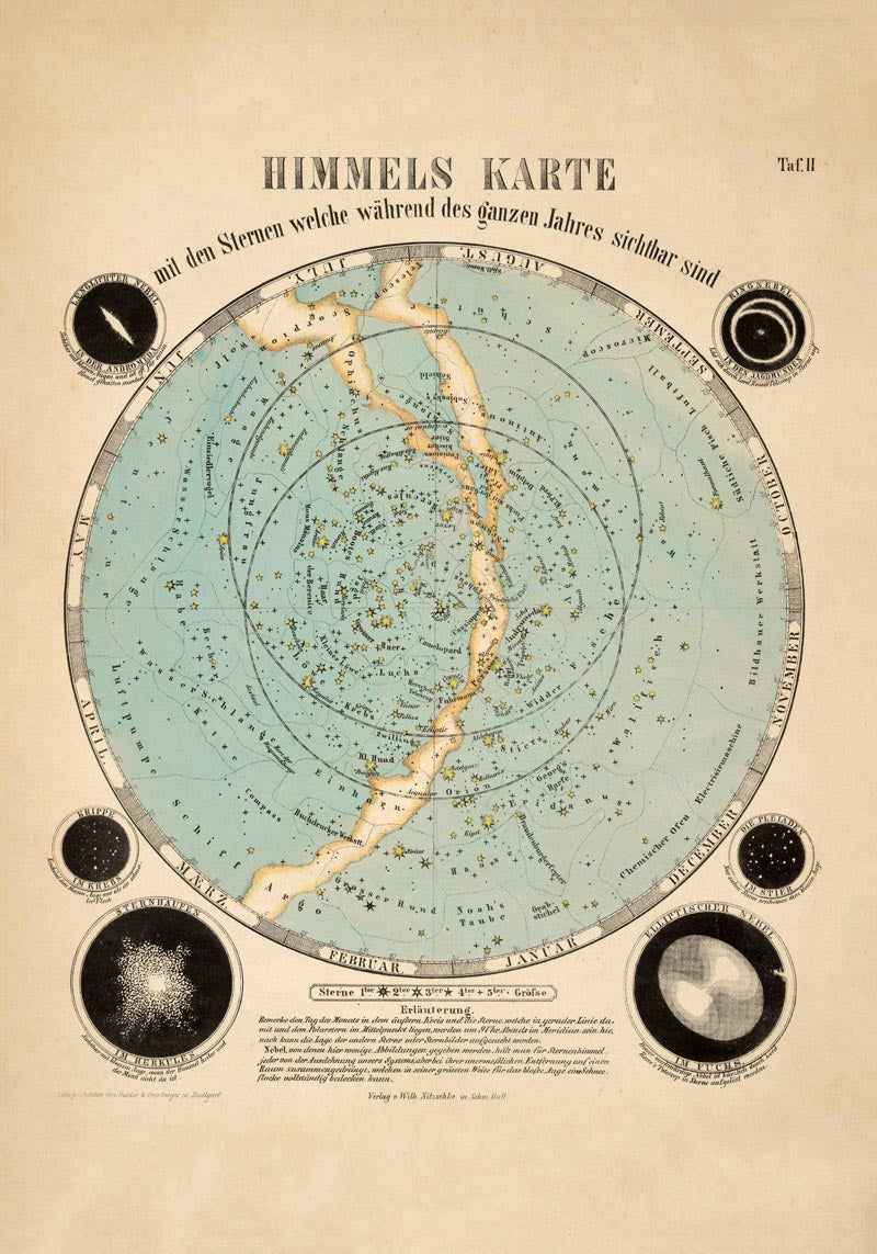 Map of Visible Stars Astronomical Poster