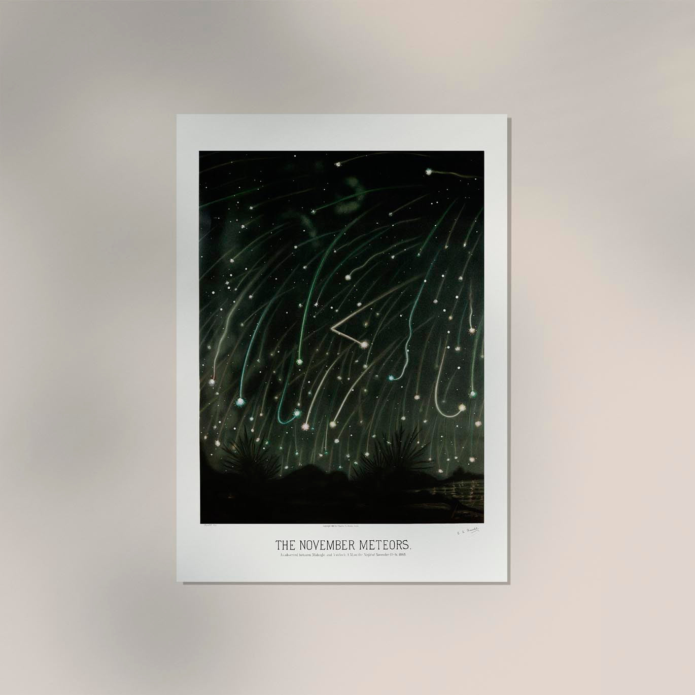 November Meteors by Trouvelot Astronomical Poster