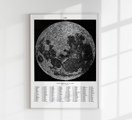 Carta de la lune White Astronomical Poster