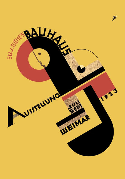 Yellow Bauhaus Exhibition Poster by Joost Schmidt 1923