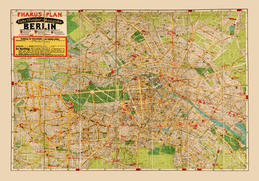 Antique 1922 Berlin Pharus Map Poster