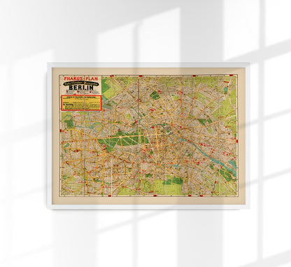 Antique 1922 Berlin Pharus Map Poster