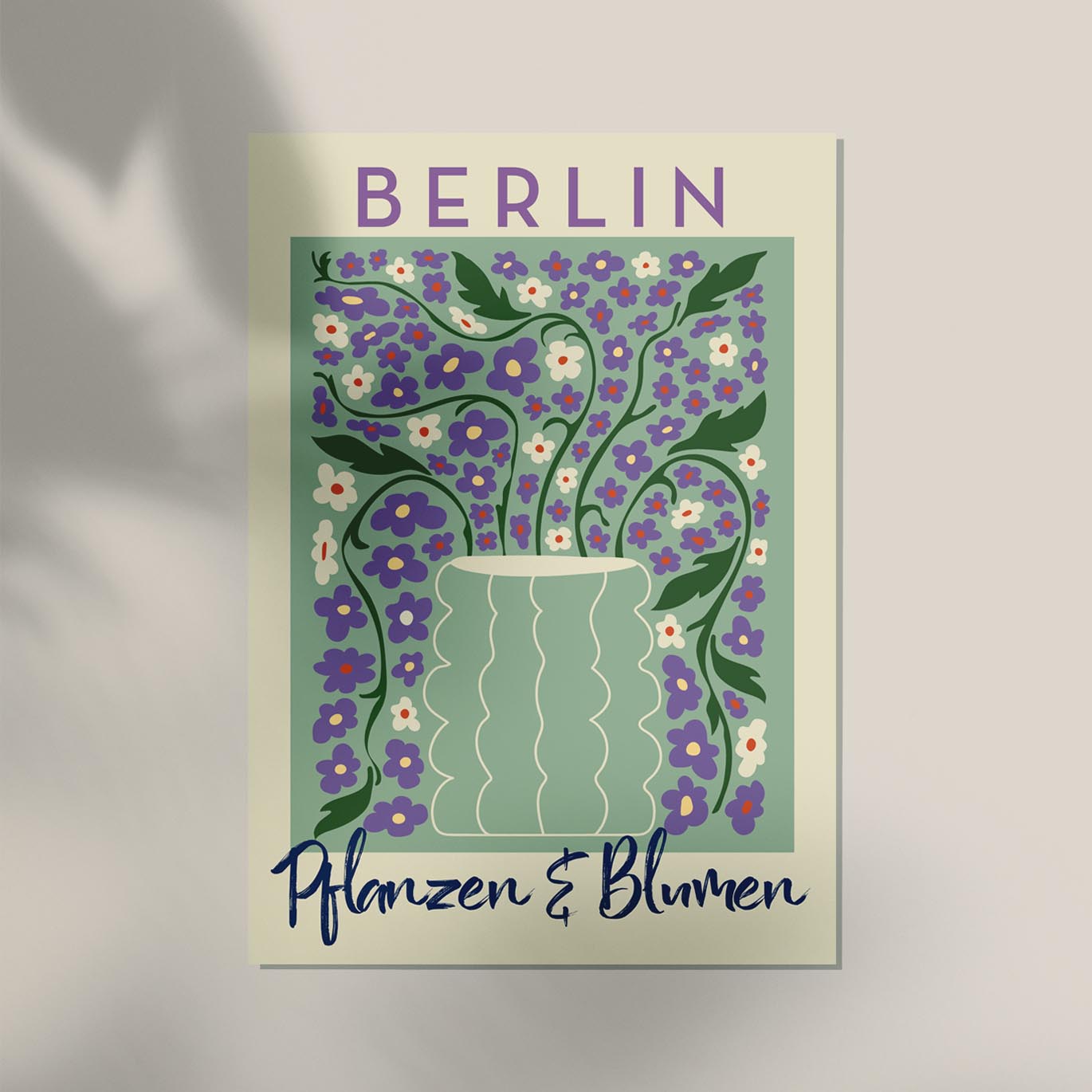 Berlin Plants and Flowers Green and Purple Graphic Art Poster