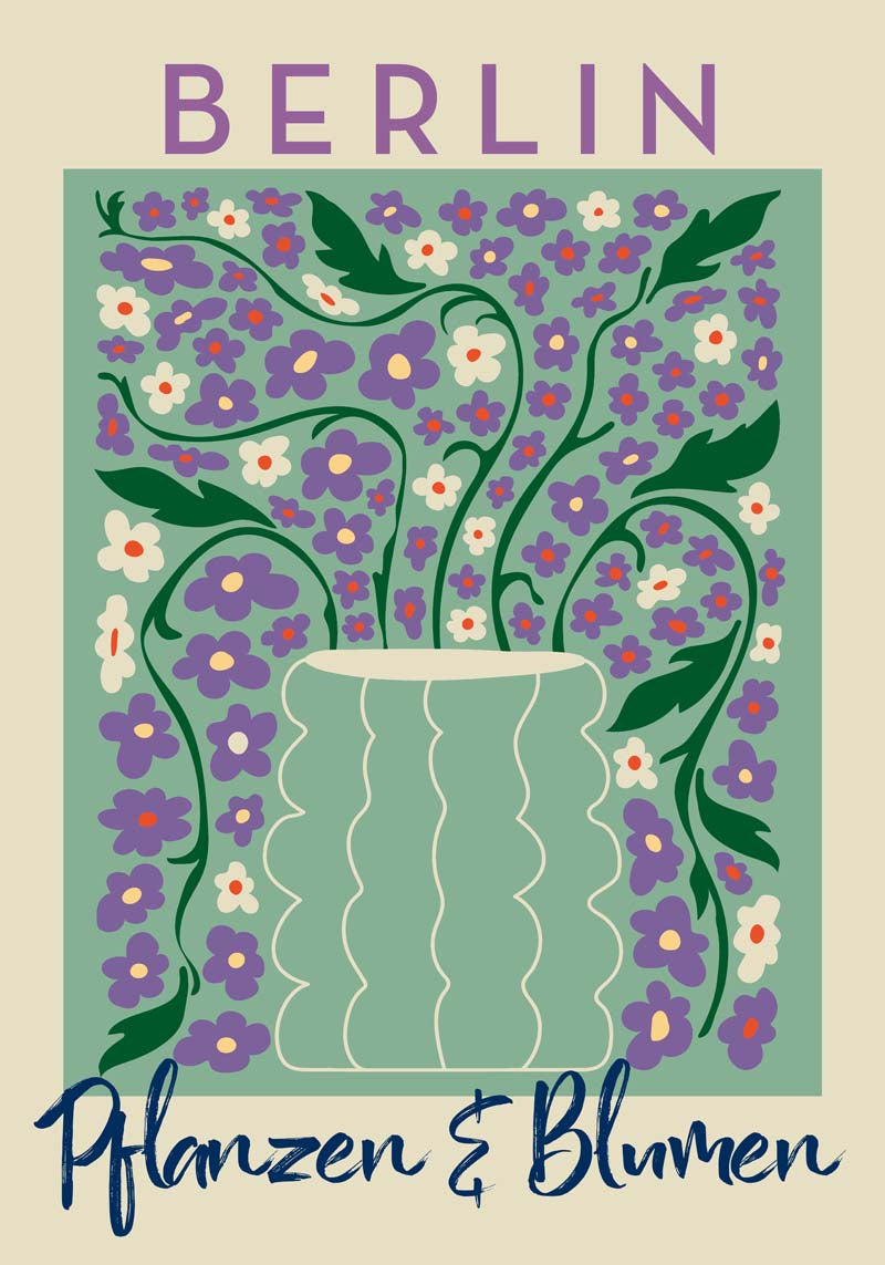 Berlin Plants and Flowers Green and Purple Graphic Art Poster