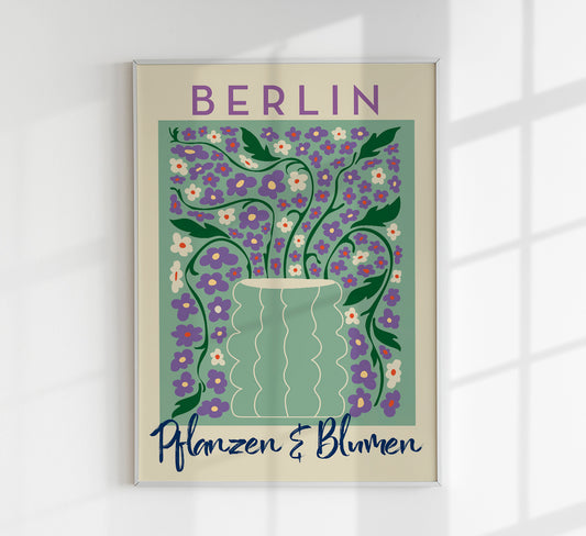 Berlin Plants and Flowers Green and Purple Graphic Art Poster