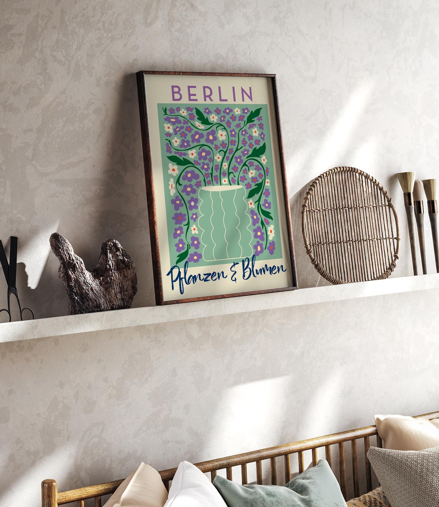 Berlin Plants and Flowers Green and Purple Graphic Art Poster