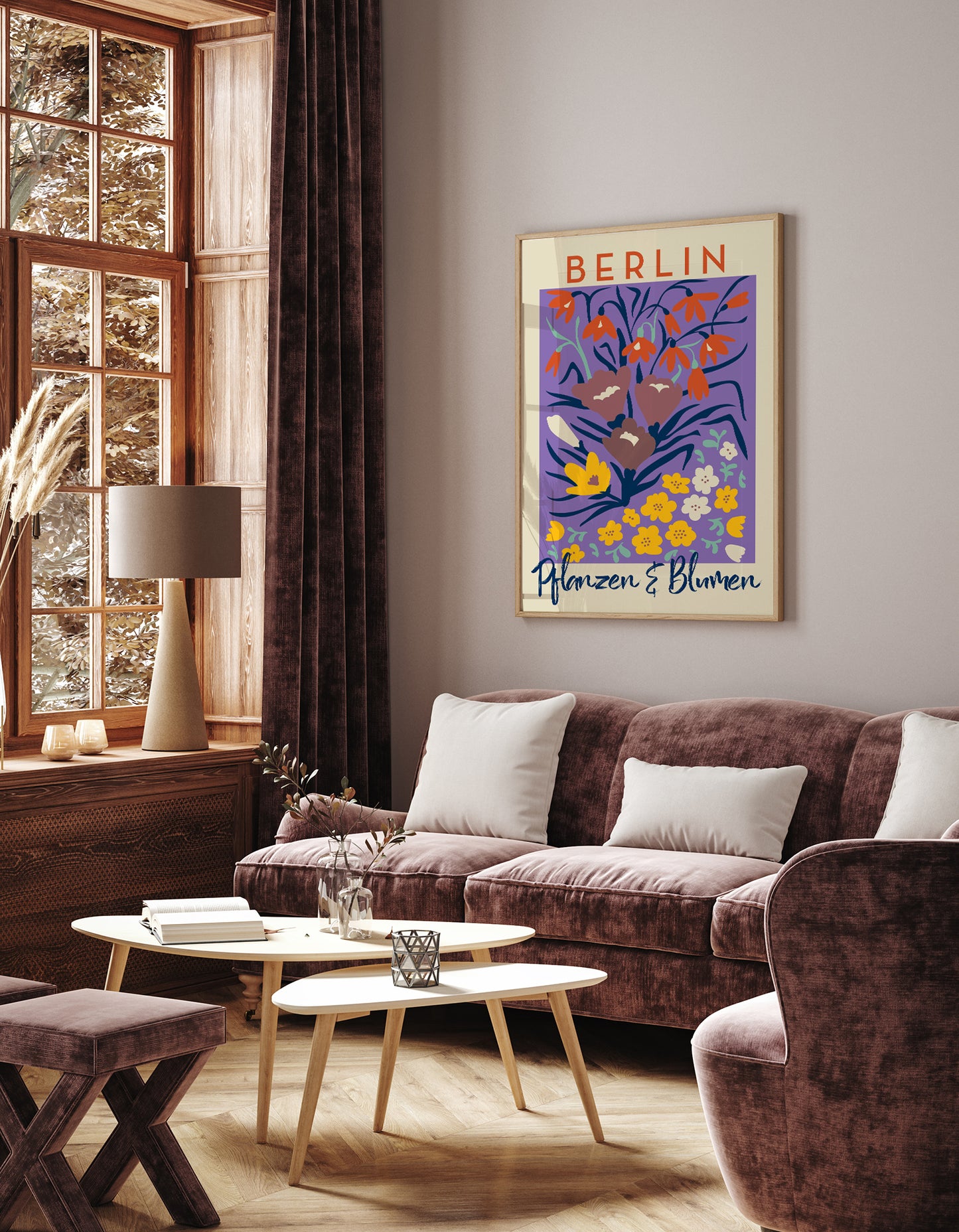 Berlin Plants and Flowers Purple Graphic Art Poster