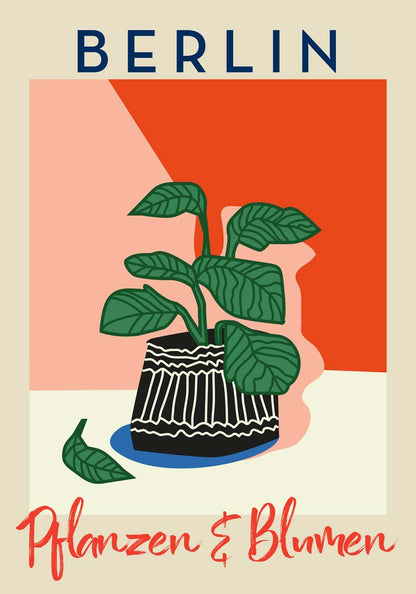 Berlin Plants and Flowers Red Graphic Art Poster