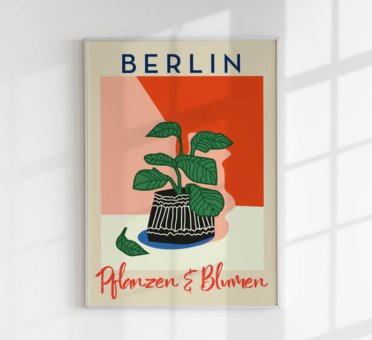 Berlin Plants and Flowers Red Graphic Art Poster