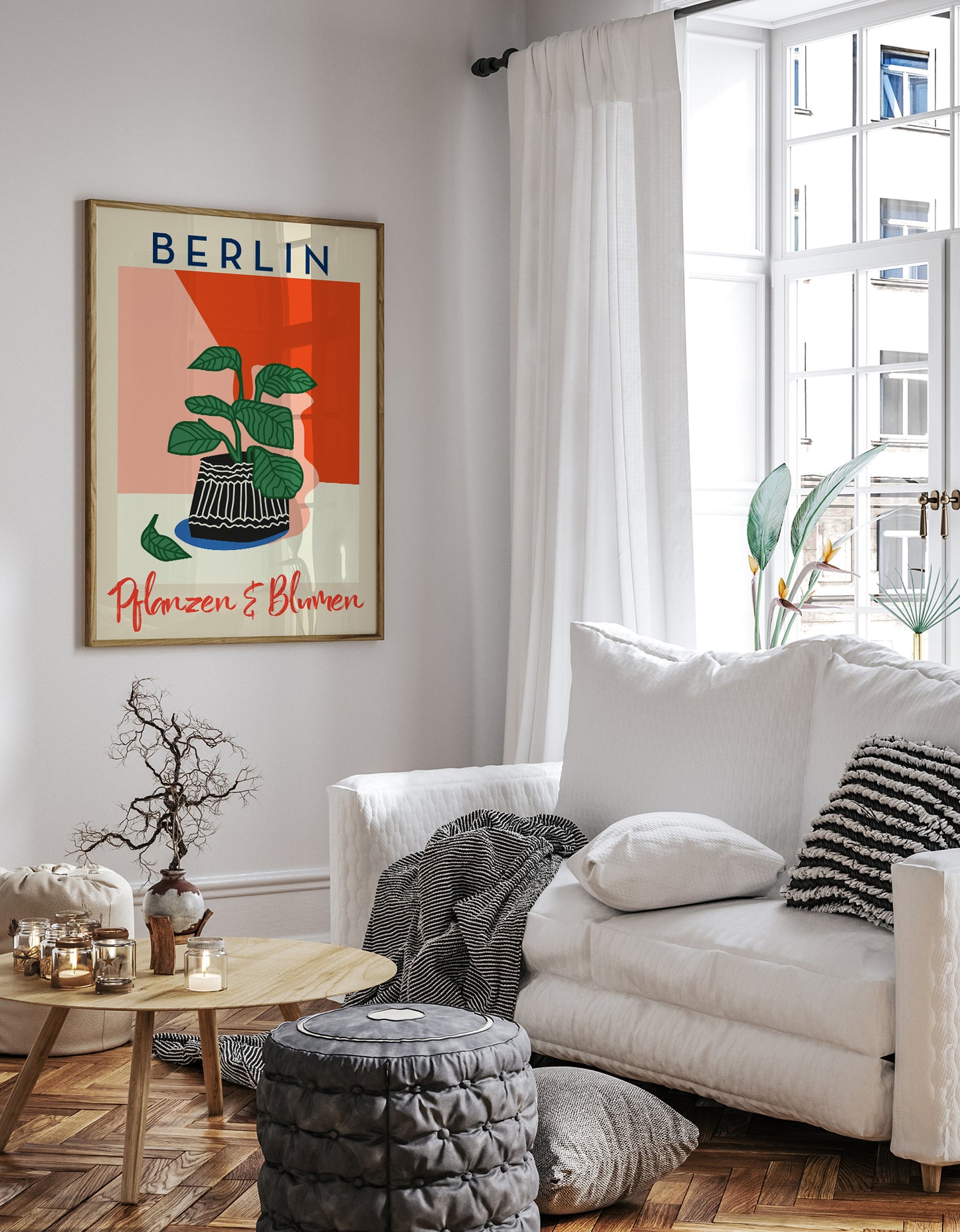 Berlin Plants and Flowers Red Graphic Art Poster