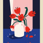 Berlin Plants and Flowers Red and Blue Graphic Art Poster