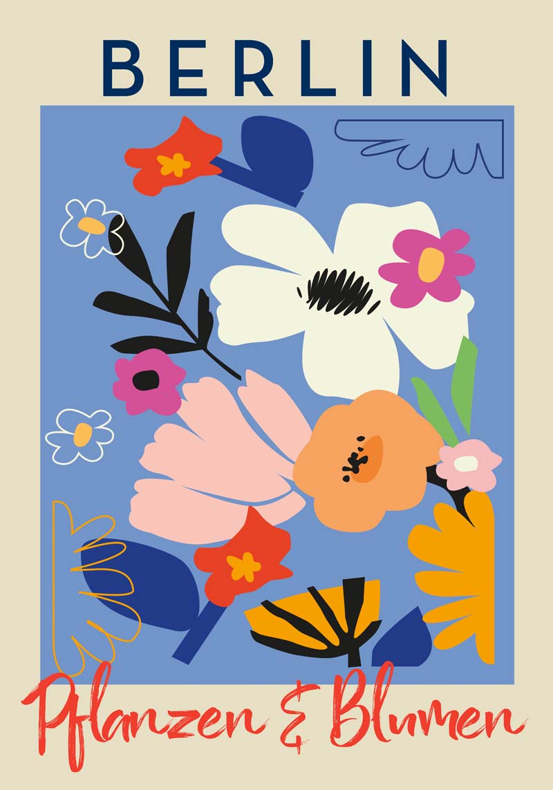 Berlin Plants and Flowers Colorful Graphic Art Poster