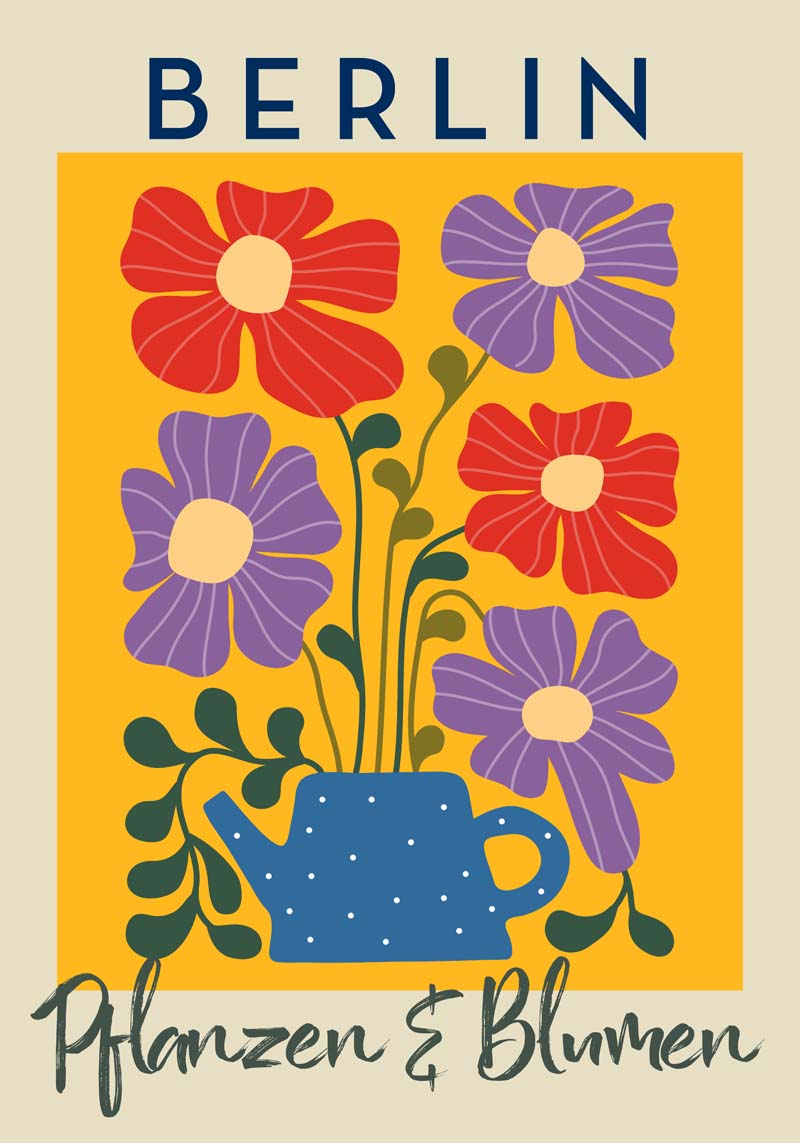 Berlin Plants and Flowers Yellow Graphic Art Poster