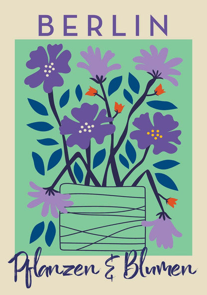 Berlin Plants and Flowers Purple and Blue Graphic Art Poster